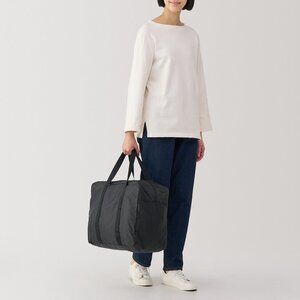 Muji Tote Bag - Water Repellent Wide Boston Bag, Black, EUC